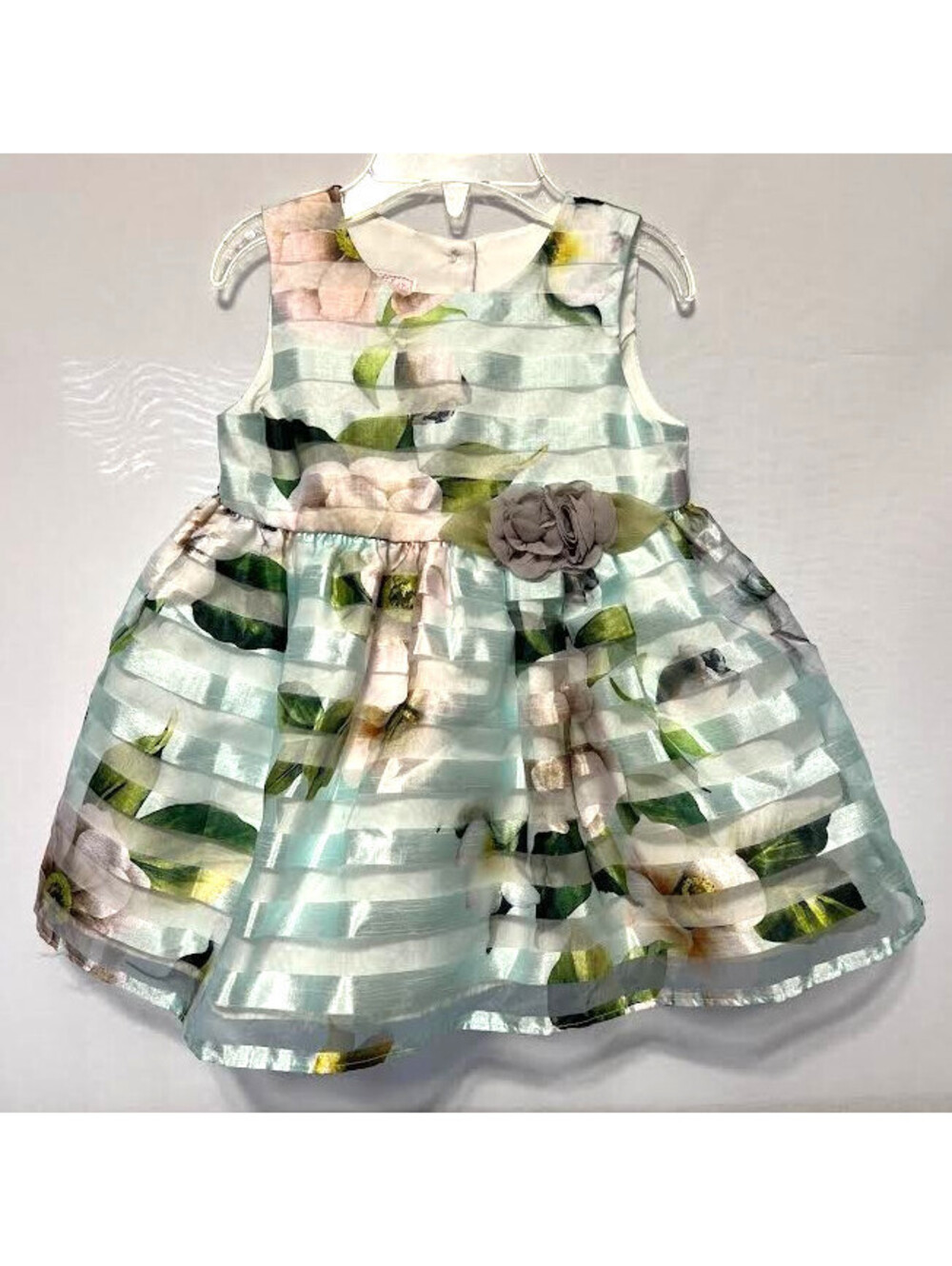 Marmellata Classics Girls Floral Dress-Size 18 Months, Light Green, Tulle Layers